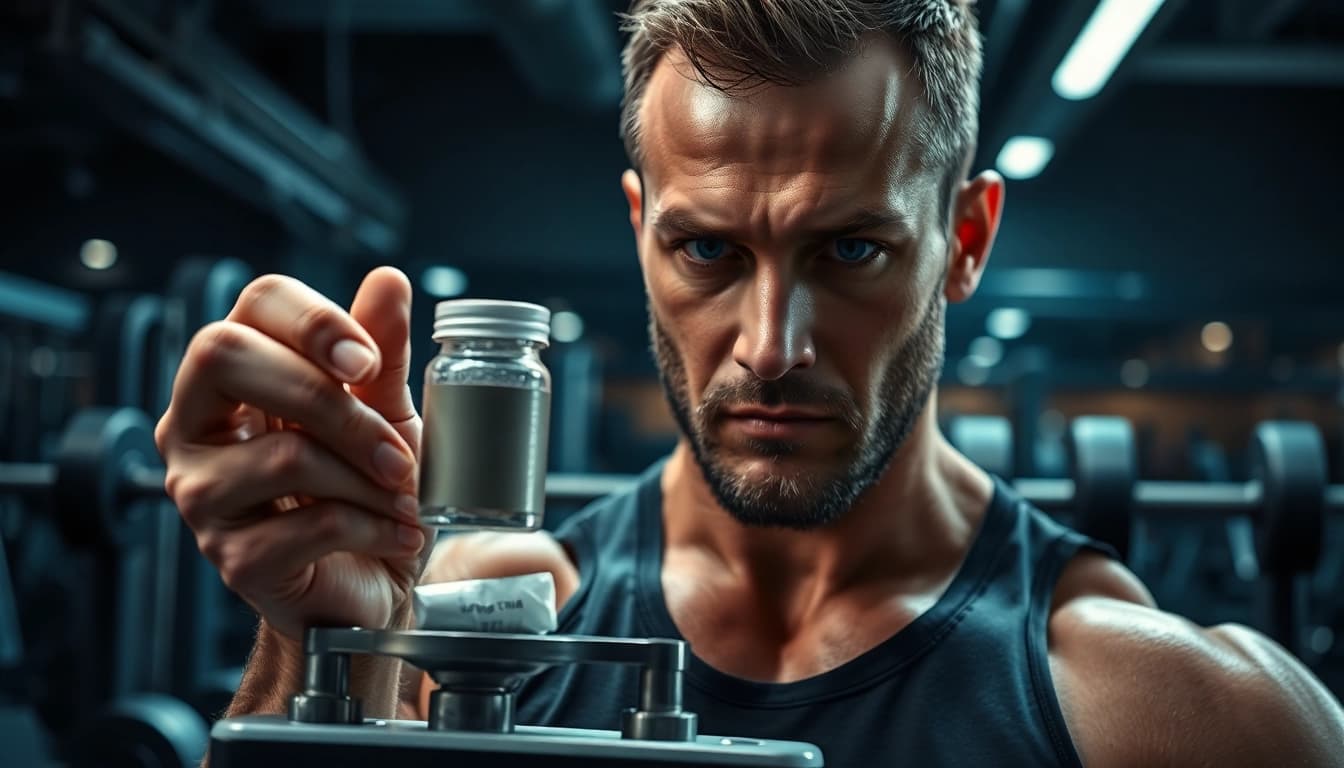 Der aktuelle trenbolon preis wird von einem Fitness-Coach in einem modernen Fitnessstudio abgewogen.