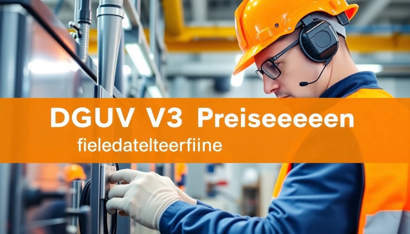 Electrician conducting a DGUV V3 Prüfung, ensuring workplace safety with proper equipment.