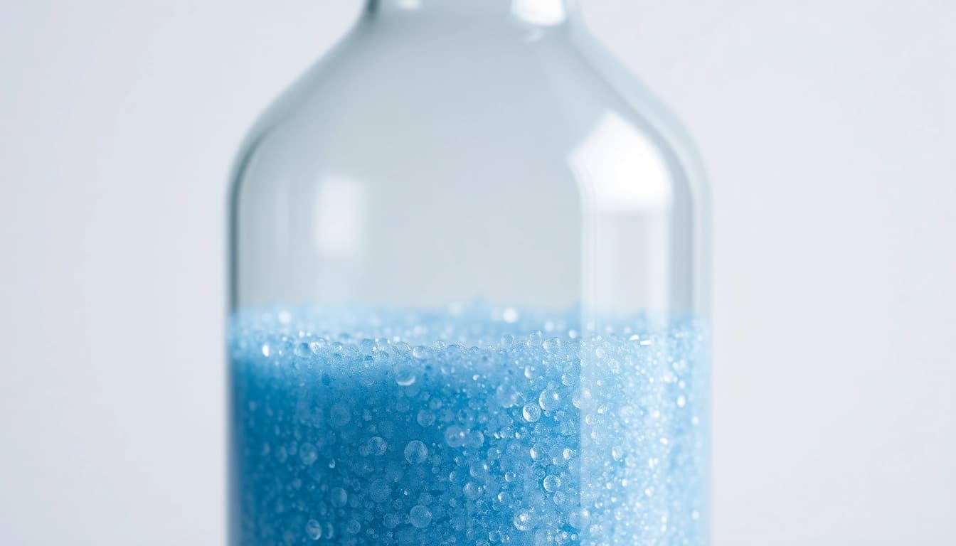 Kolloidales Silber in a clear glass bottle, showcasing purity and quality.