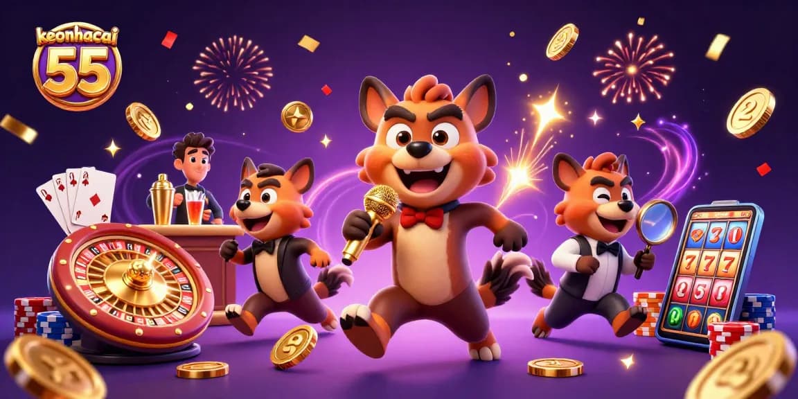 Experience keonhacai 55 casino thrills with lively hyenas in a dynamic gaming scene.