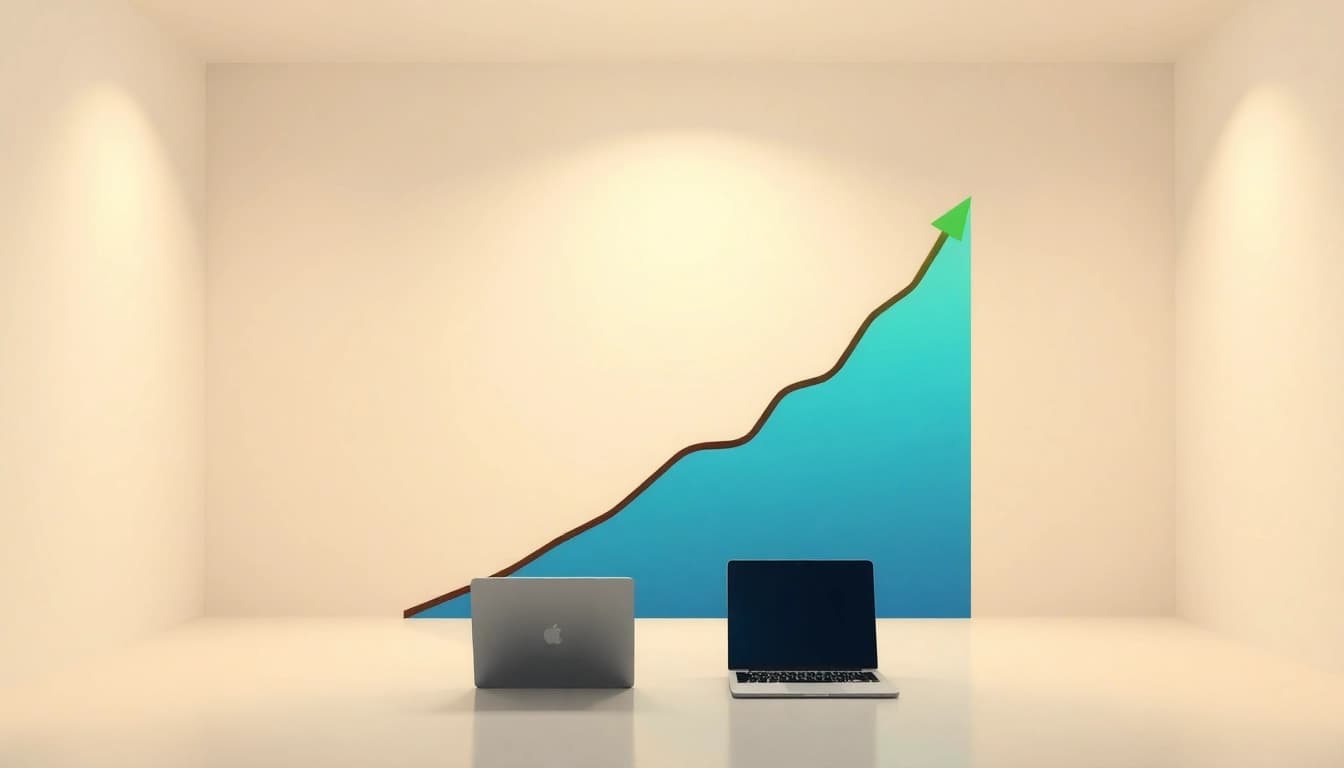 Diagramm zeigt den Anstieg des SEO-Rankings für eine erfolgreiche digitale Marketingstrategie.