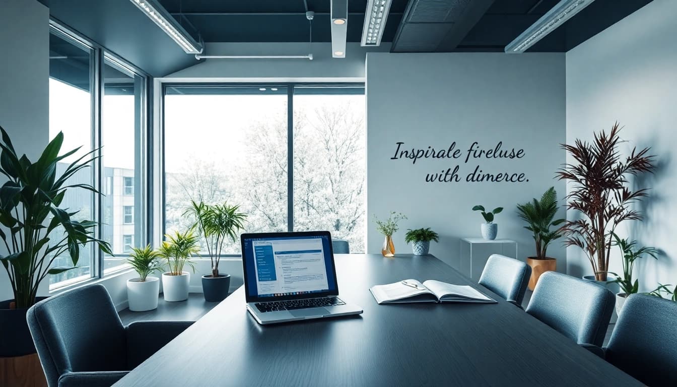 Professionelles Büro eines Headhunters Oberhausen mit stilvollem Schreibtisch und Laptop