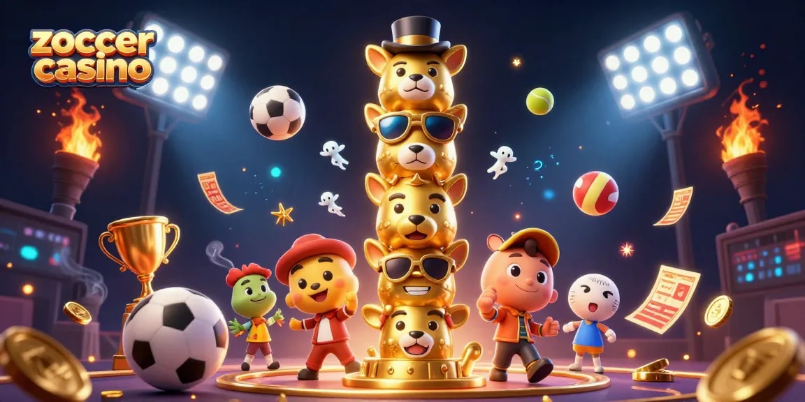 Zoccer casino showcases vibrant sports elements with animated characters and dynamic betting scenes