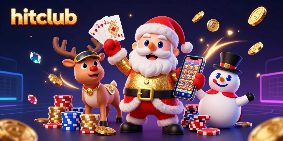 Hitclub brings a festive casino experience with jackpot slots and vibrant gems, showcasing gaming excitement.