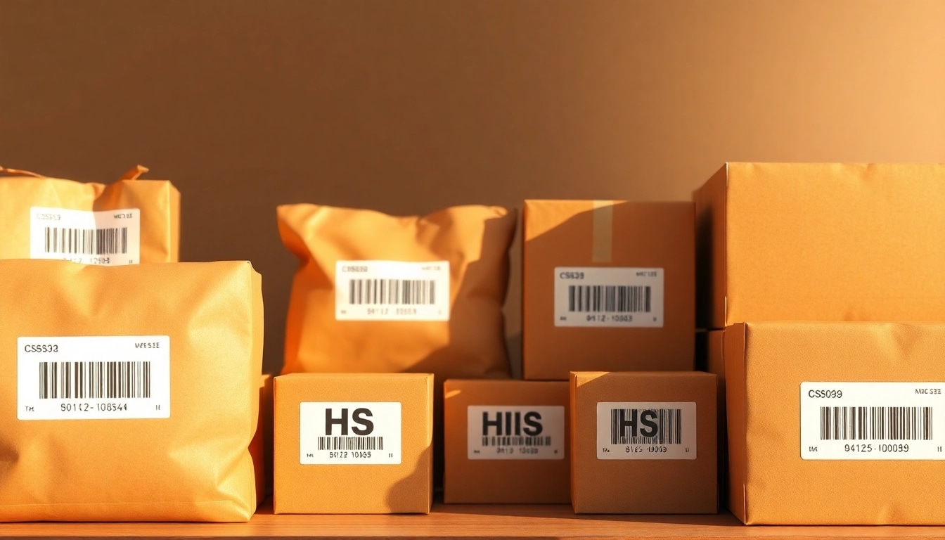 Classifying goods with HS Codes displayed prominently on packaging for international trade