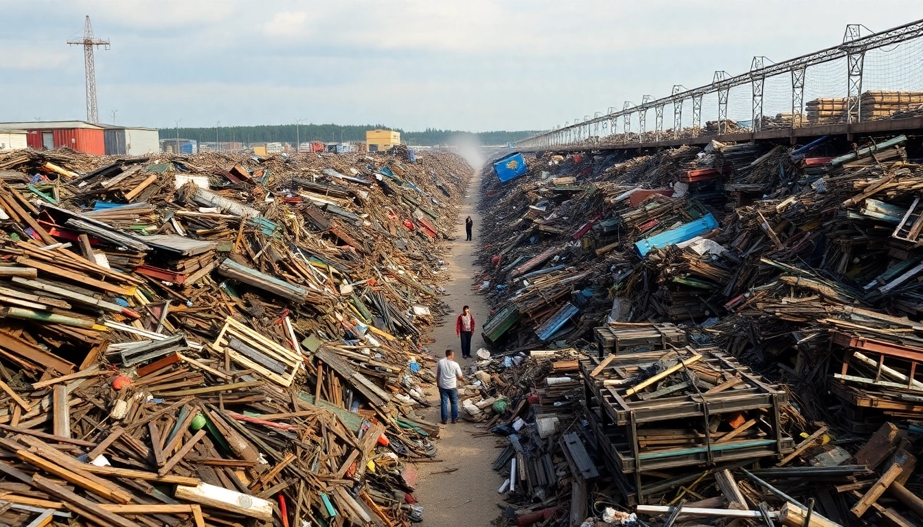 Workers sorting metal scrap at Schrottplatz Remscheid, maximizing recycling efforts efficiently.