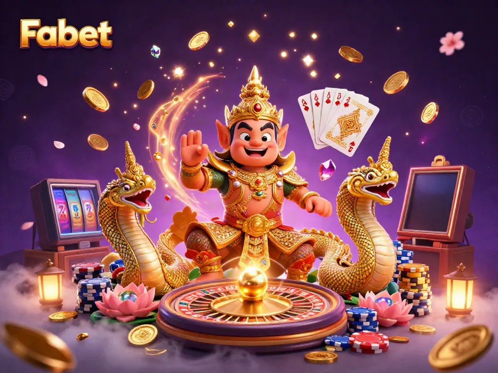 Experience the vibrant world of Fabet with engaging casino elements and lively characters.