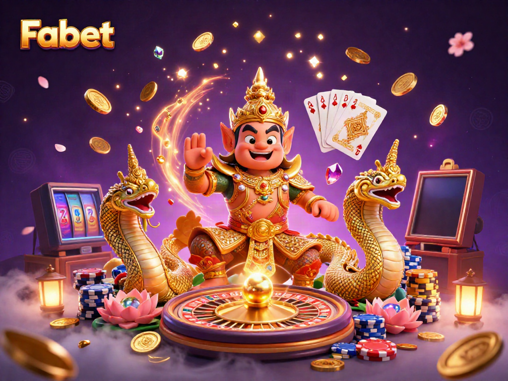 Experience the vibrant world of Fabet with engaging casino elements and lively characters.