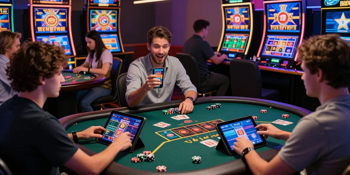Exciting dynamic online gaming with rokok88 link on players' devices, showcasing the vibrant atmosphere of online gambling.