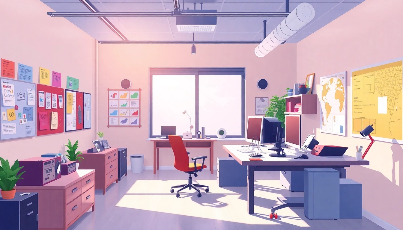 Animation Agency showcasing a creative workspace filled with vibrant storyboards and advanced tools.
