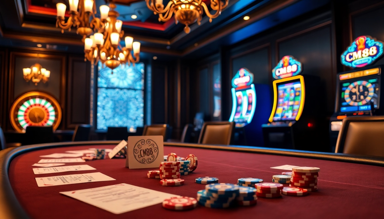 Experience high-stakes action at a luxurious casino with CM88-themed poker chips.
