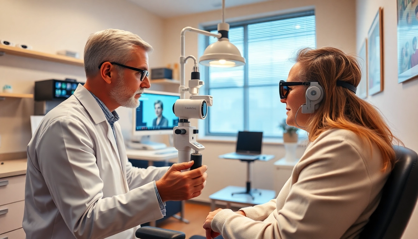 Conducting a professional Sehtest Nürnberg in a modern optical clinic.