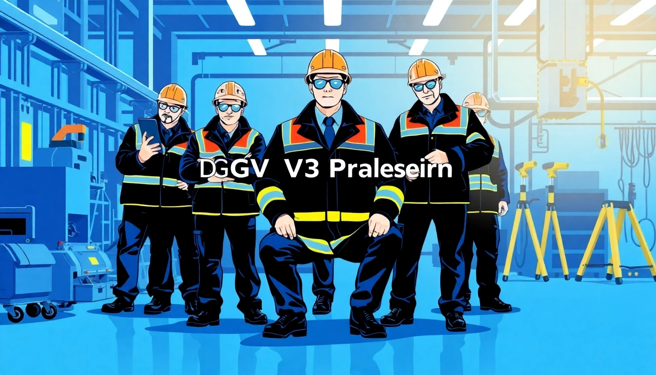 Technicians performing a DGUV V3 Prüfung, ensuring workplace safety with specialized tools.