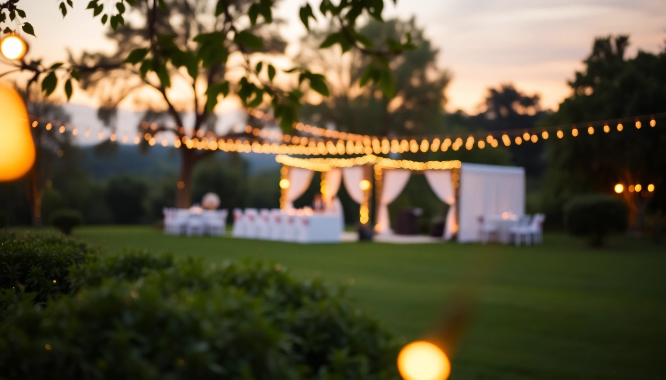Find the perfect hochzeitslocation adorned with fairy lights and surrounded by nature for your dream wedding.