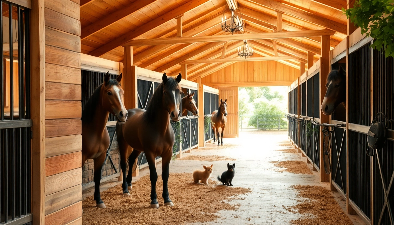 Hanfstreu in einem sauberen Stall, um glückliche Tiere natürlich zu unterstützen.