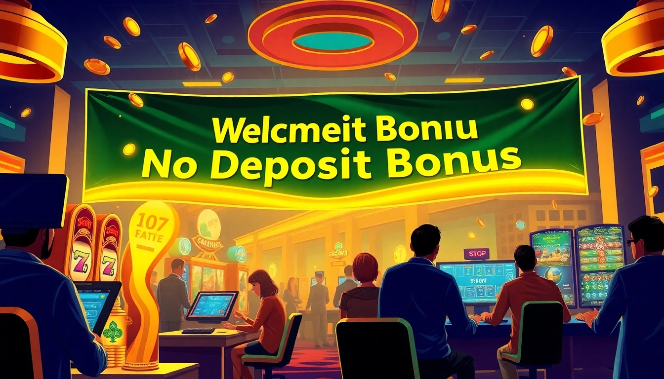 Experience the excitement of an online casino no deposit bonus with players engaging at virtual tables and colorful screens.