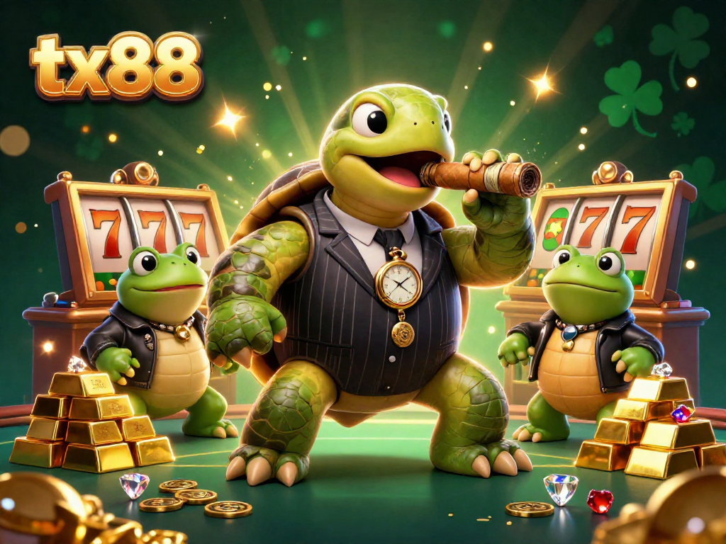 Experience the thrills of tx88 with a vibrant casino scene featuring charming 3D characters.