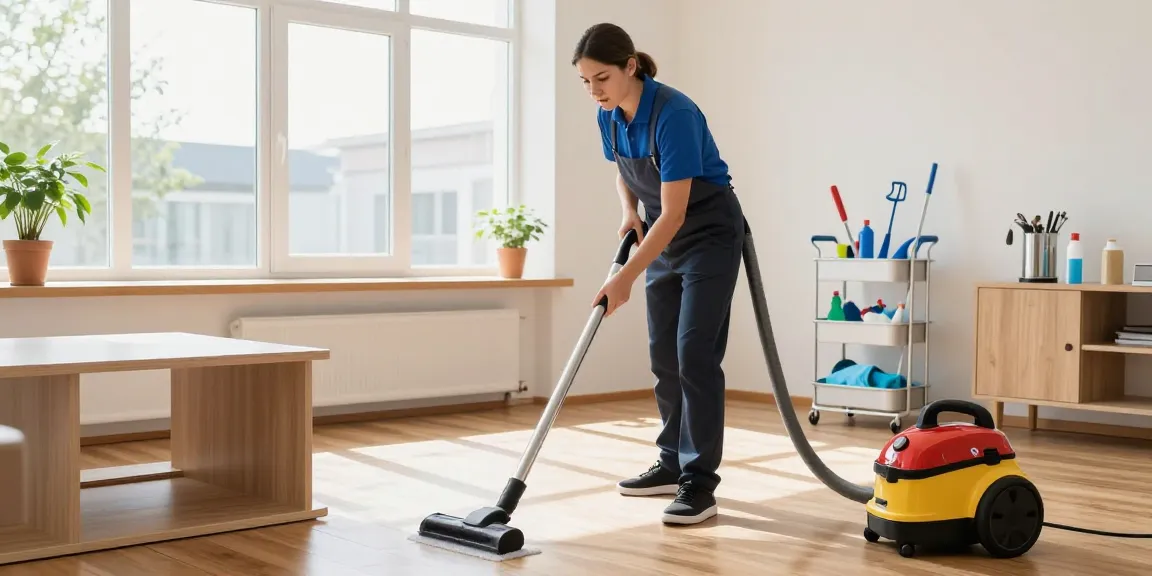 Expert umzugsreinigung solothurn service in a bright apartment, highlighting professional cleaning in action.