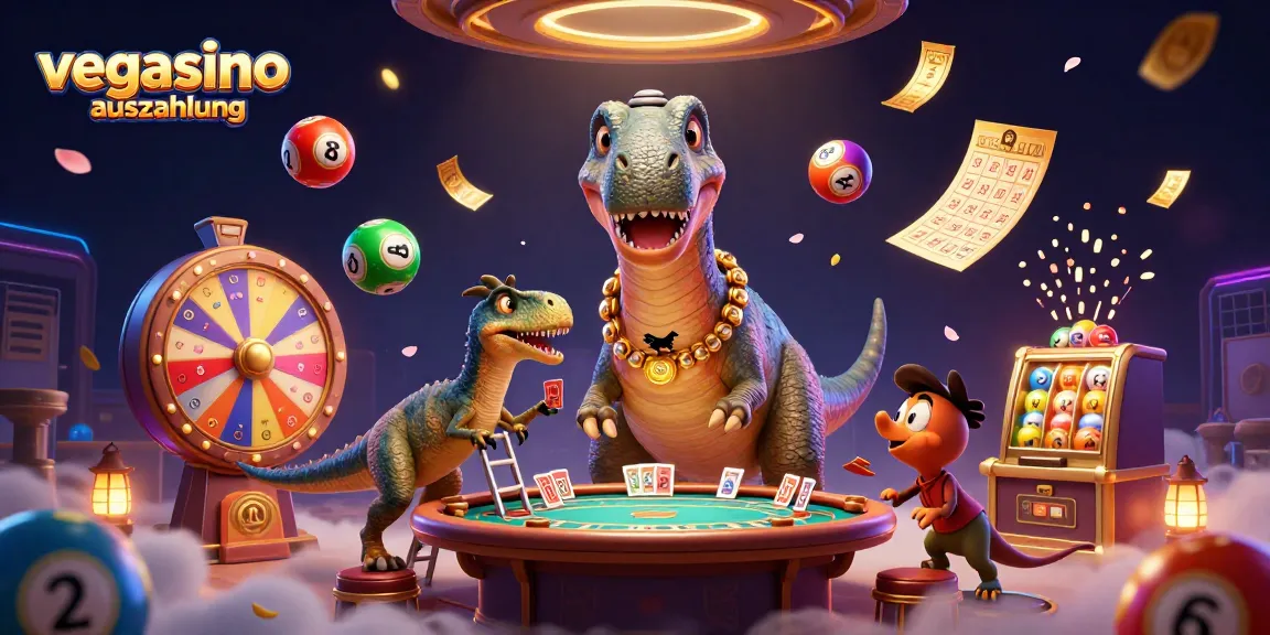 Experience thrilling vegasino auszahlung with dynamic gaming elements and cartoon characters in a vibrant casino scene.