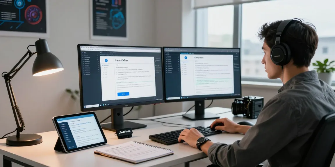 Focused cybersecurity analyst performing a Control D Test in a high-tech workspace