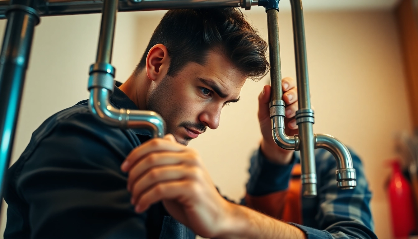 Experience reliable sanitär notdienst with a professional plumber fixing a leaky pipe.