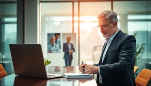 Headhunter Gesundheitswesen im modernen Büro bei der Arbeit