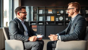 Headhunter Bochum inspiriert Kandidaten in einem modernen Büro während eines professionellen Gespräches.