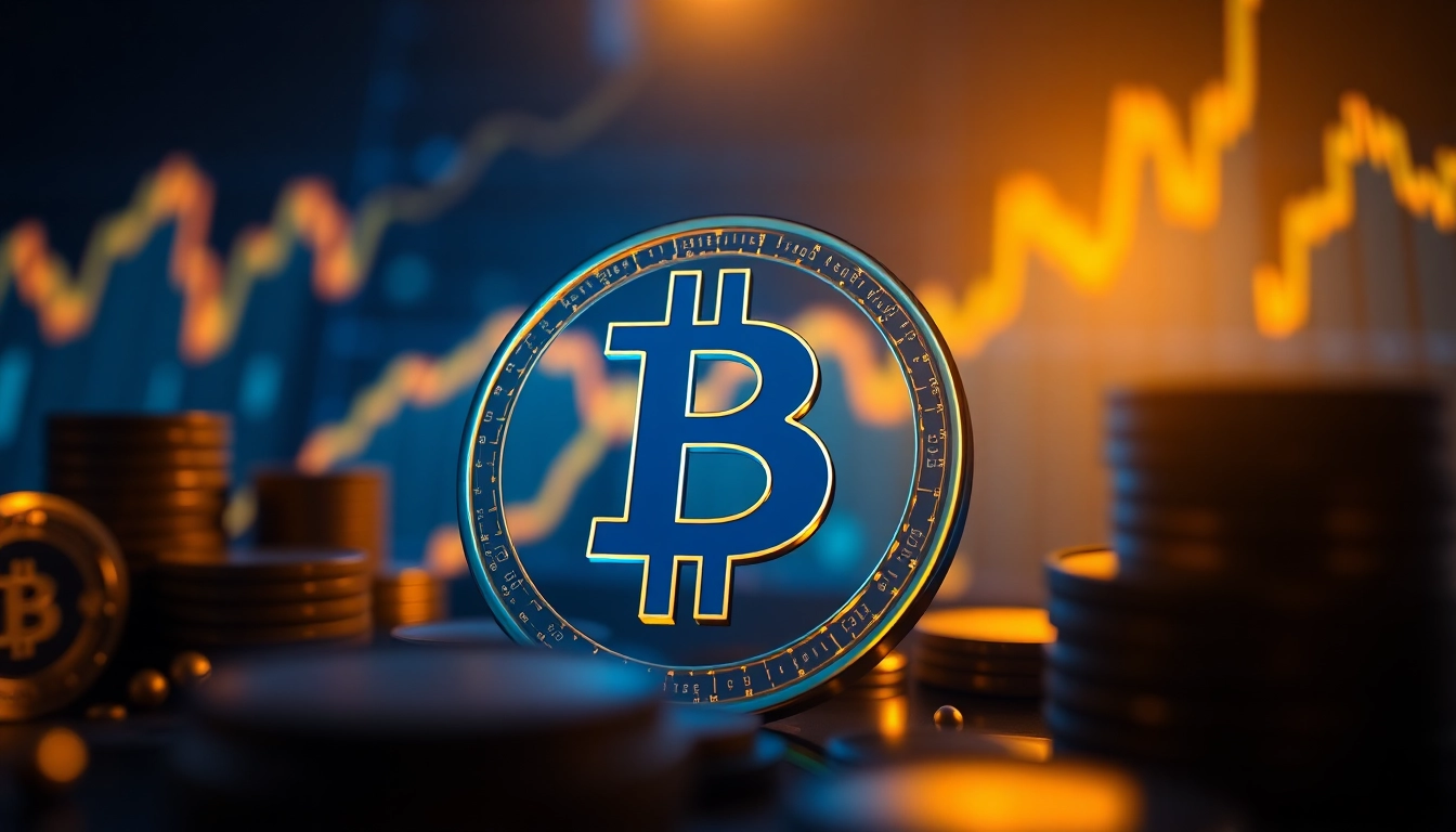 Visualisierung des bitcoin price usd in dynamischem Finanzkontext mit Graphen und goldenen Farbakzenten.