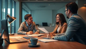 Vertrauensvolle Beratung durch einen Headhunter Schweiz in einem modernen Büro.