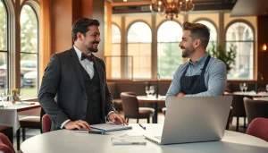 Headhunter Gastronomie führt ein inspirierendes Gespräch in einem eleganten Restaurant.