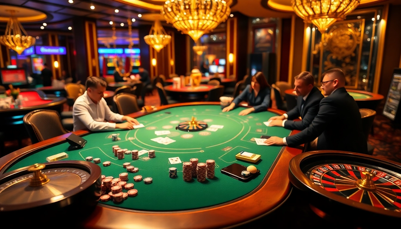 Exciting poker game at Trang chủ S8 with vibrant casino atmosphere and colorful chips.