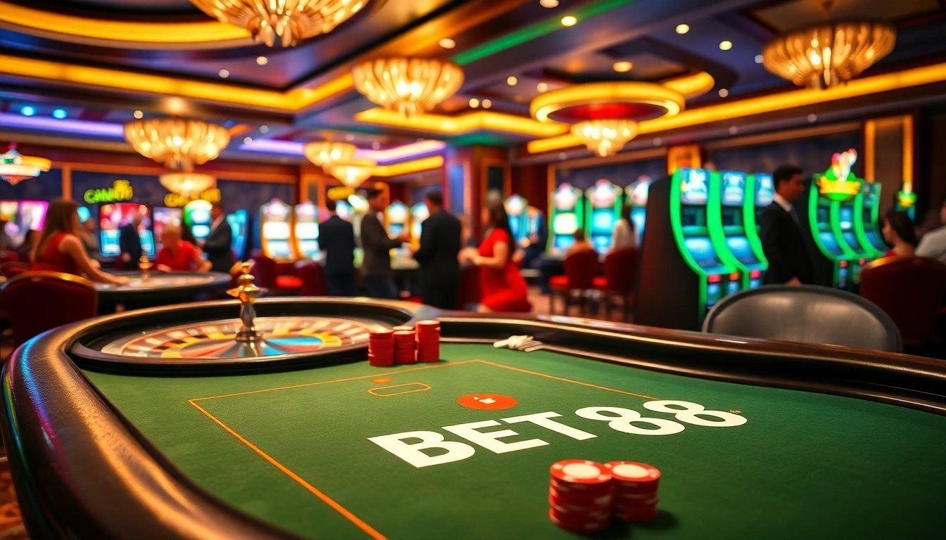 Players enjoying a dynamic casino experience at the BET88 poker table with vibrant visuals.