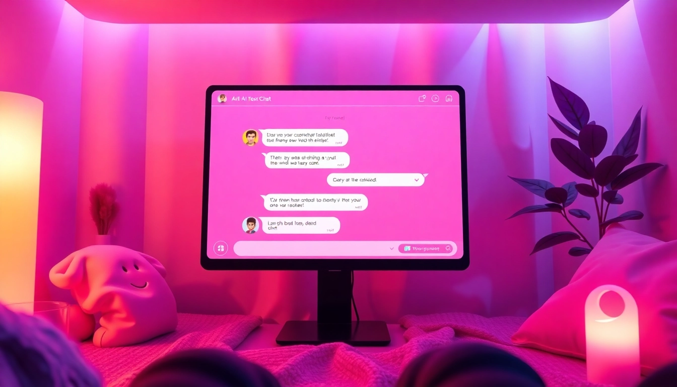 Engaging scene of a warm AI chat interface representing free ai sex chat with friendly characters.