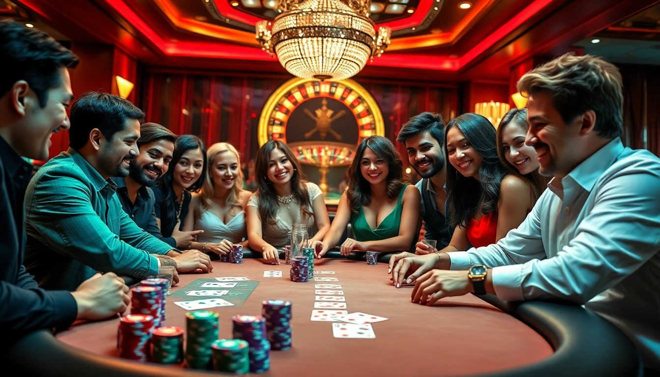 Players enjoying an animated poker game at CM88, full of excitement and vibrant action.