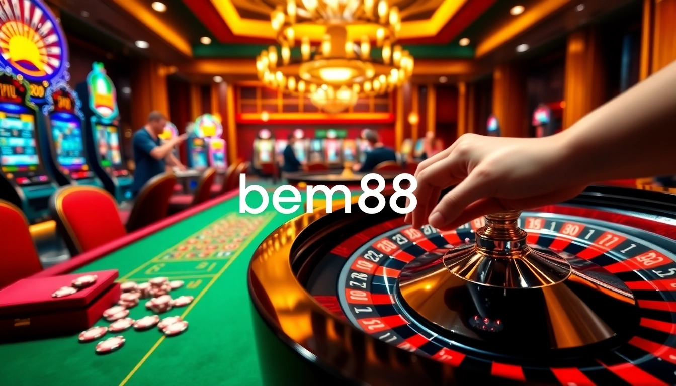 Experience the thrill of gambling at bem88 with vibrant casino tables and exciting games.
