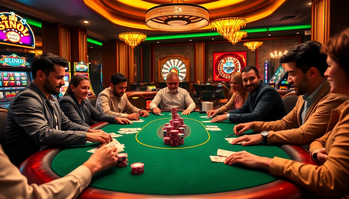 Bets placed at the poker table in a thrilling casino scene from https://b52club.forum/.