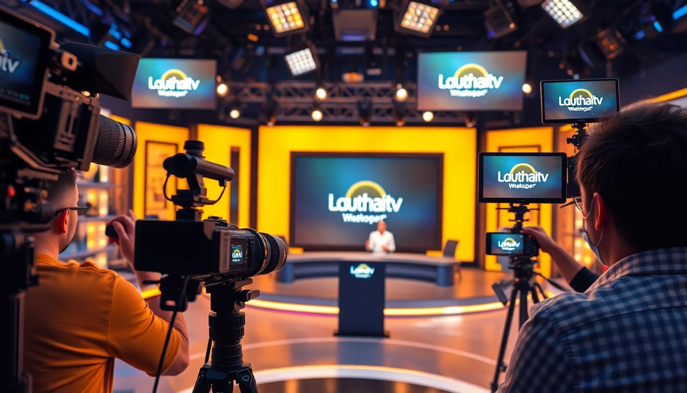 Lauthaitv studio with a host engaging the audience in a dynamic setting.
