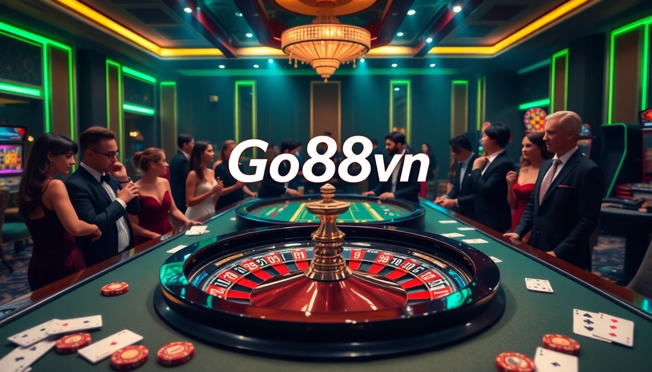 Engaging players at a high-stakes poker table in Go88vn casino environment.