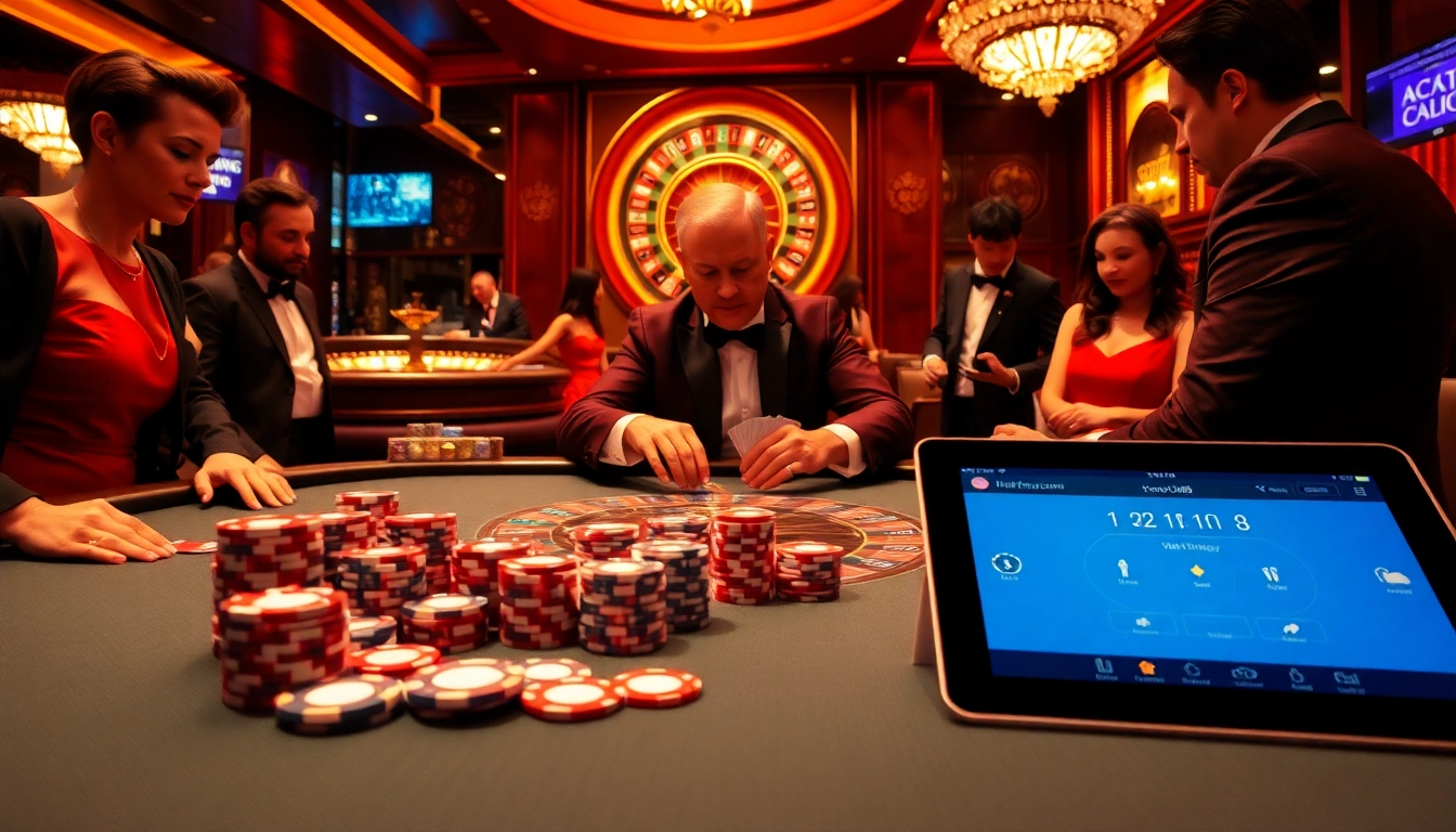 Experience the excitement of xocdia88 with high-stakes poker action at a luxurious casino table.